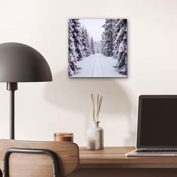 Bos - Winter - Sneeuw - Pad - Natuur aluminium wit klein -sfeer5