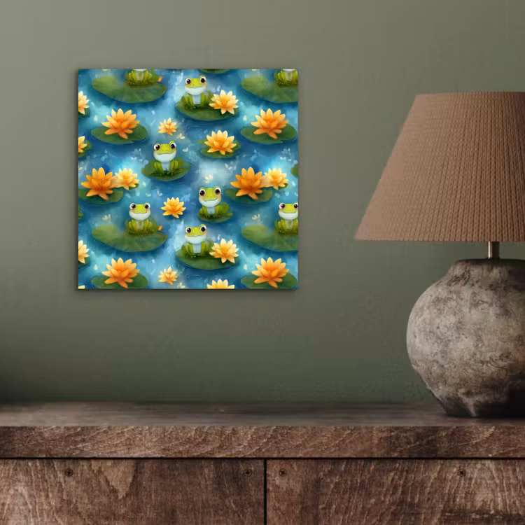 Kikker - Lelies - Groen aluminium wit klein 46 -sfeer2