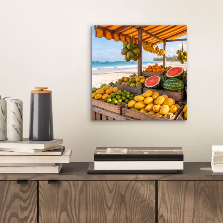 aluminium wall art - Fruit - Beach - Tropical - Fruit - Strand - Tropisch aluminium wit klein