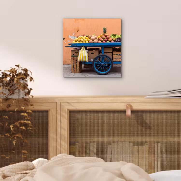 aluminium wall art - Fruit - Cart - Street - Fruit - Kar - Straat aluminium wit klein