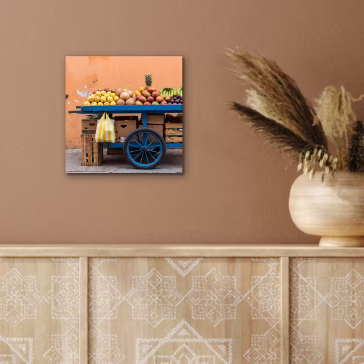aluminium wall art - Fruit - Cart - Street - Fruit - Kar - Straat aluminium wit klein