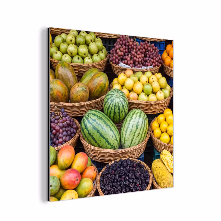 aluminium wall art - Fruit - Market - Colorful - Fruit - Markt - Kleurrijk aluminium wit klein