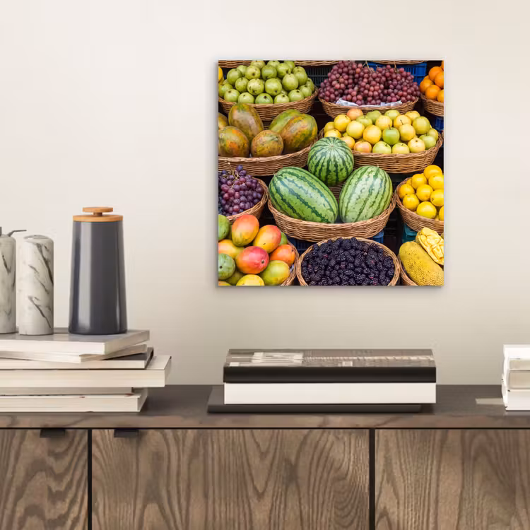 aluminium wall art - Fruit - Market - Colorful - Fruit - Markt - Kleurrijk aluminium wit klein