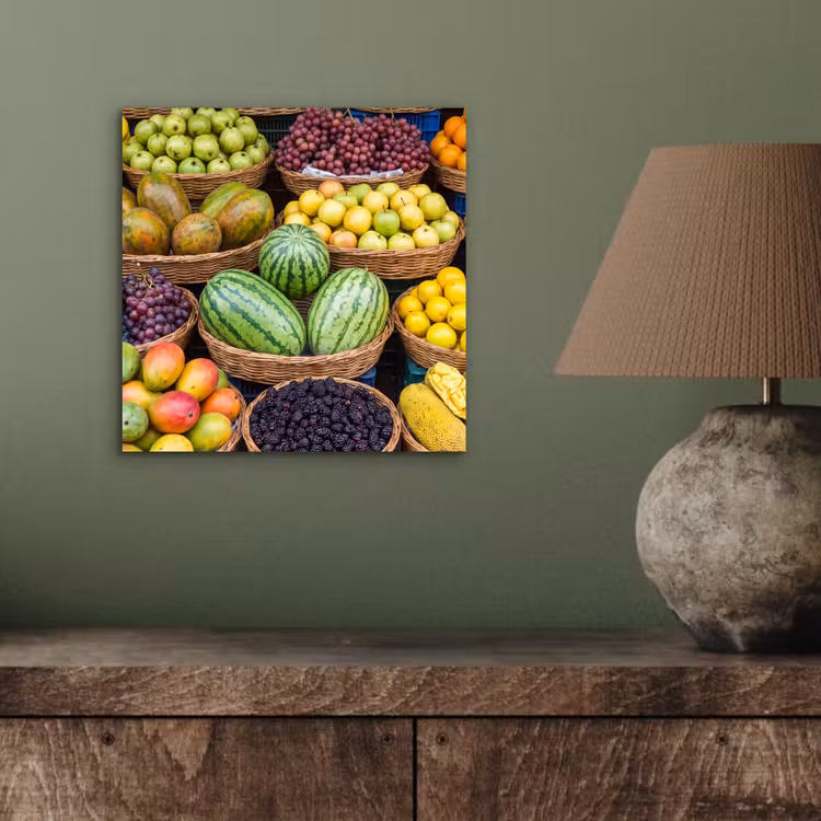 aluminium wall art - Fruit - Market - Colorful - Fruit - Markt - Kleurrijk aluminium wit klein