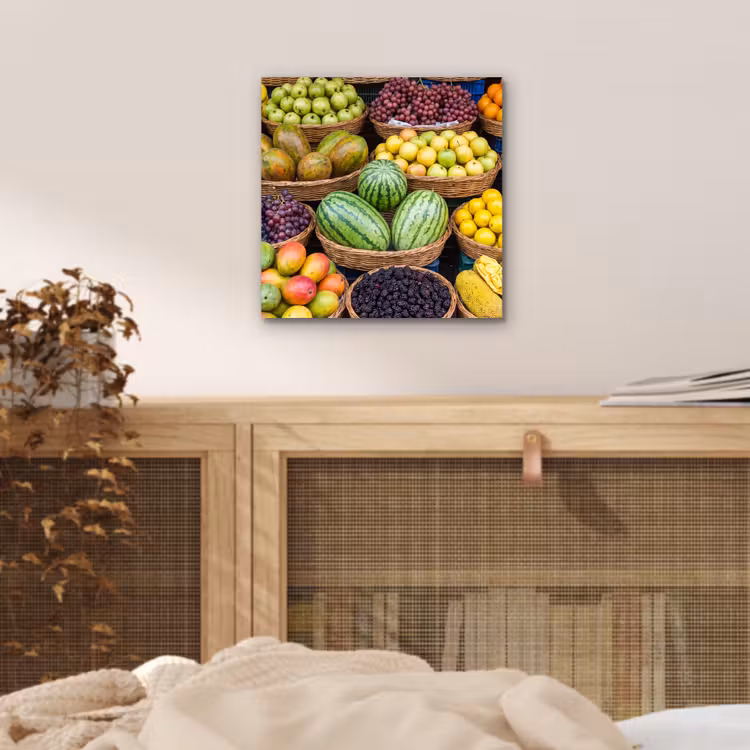 aluminium wall art - Fruit - Market - Colorful - Fruit - Markt - Kleurrijk aluminium wit klein