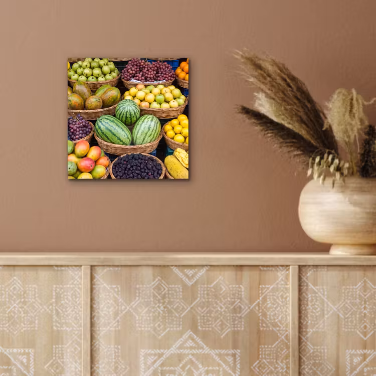 aluminium wall art - Fruit - Market - Colorful - Fruit - Markt - Kleurrijk aluminium wit klein