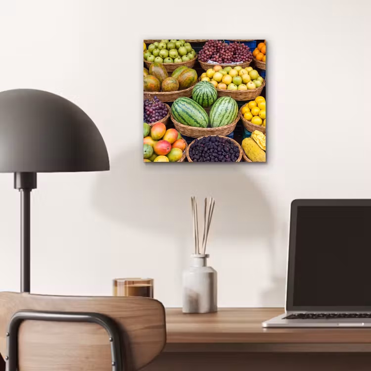 aluminium wall art - Fruit - Market - Colorful - Fruit - Markt - Kleurrijk aluminium wit klein