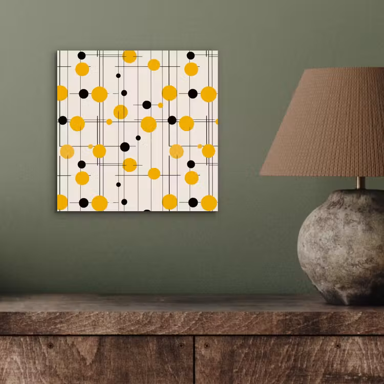 Geometrisch - Retro - Lijnen - Okergeel - Zwart aluminium wit klein 46 -sfeer2