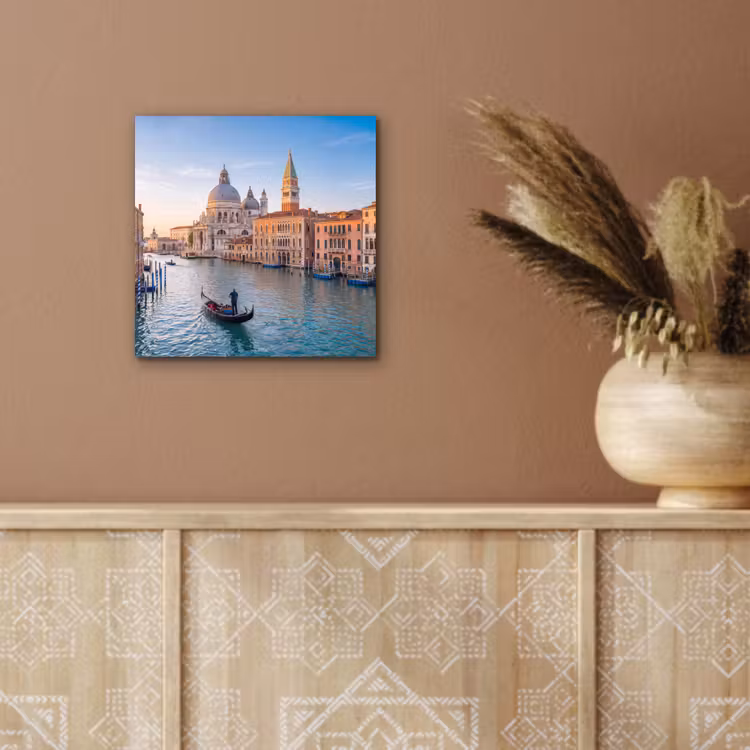 Gondel - Venetië - Kanaal - Stadsgezicht - Avondlicht aluminium wit klein -sfeer4