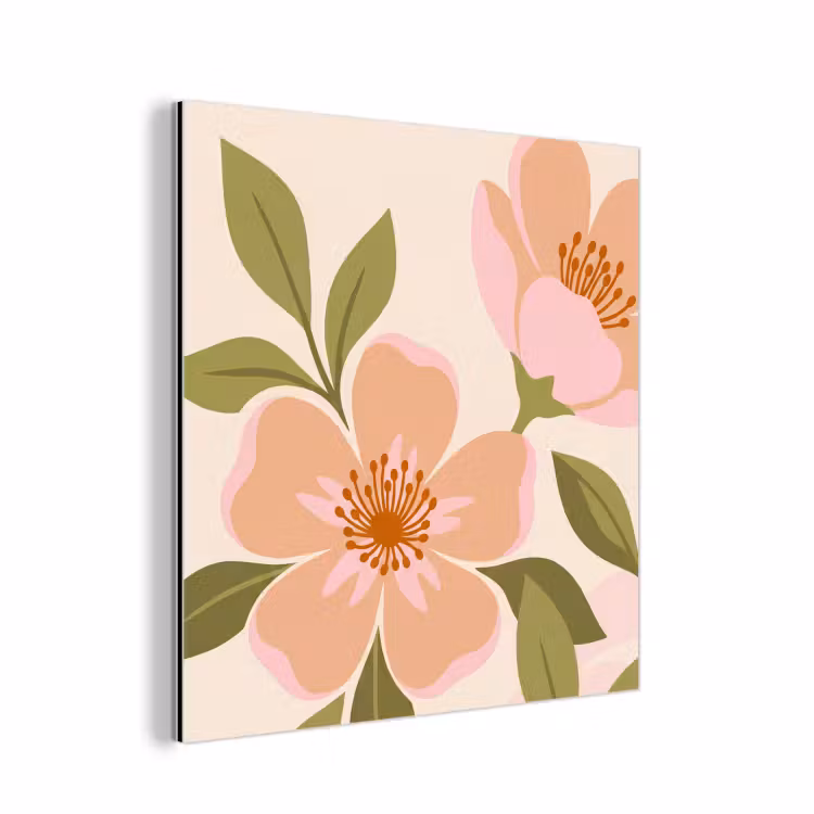 Grafisch - Bloemen - Roze aluminium wit klein -3d