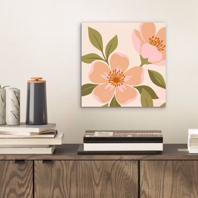 Grafisch - Bloemen - Roze aluminium wit klein -sfeer1