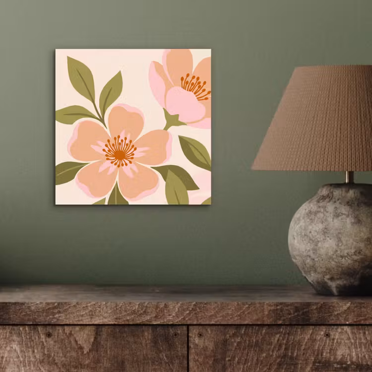 Grafisch - Bloemen - Roze aluminium wit klein -sfeer2