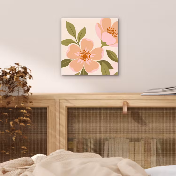 Grafisch - Bloemen - Roze aluminium wit klein -sfeer3