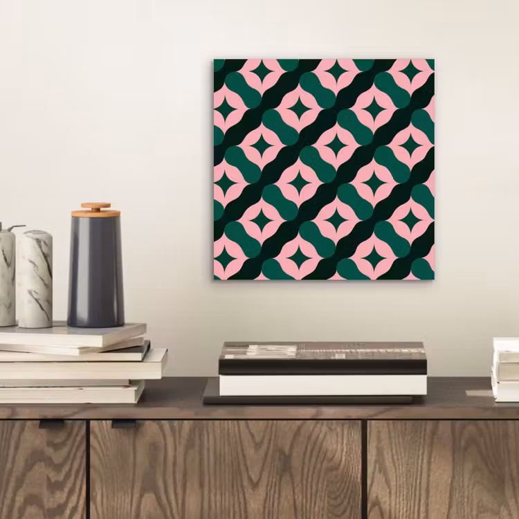 Groen - Roze - Retro - Sterren aluminium wit klein 46 -sfeer1