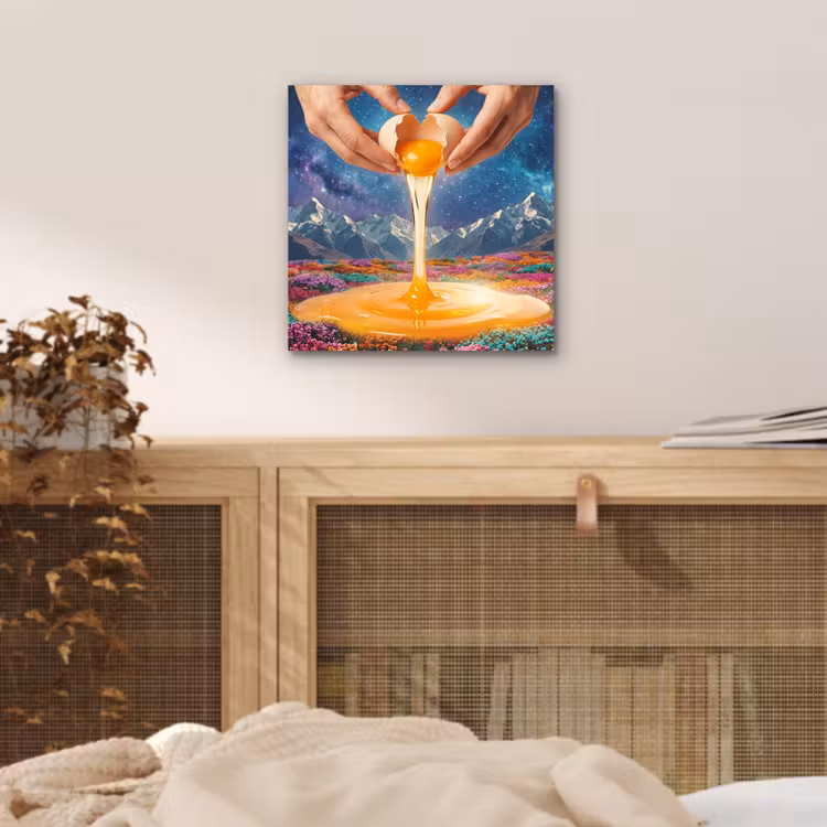 aluminium wall art - Hands - Egg - Surrealism - Handen - Ei - Surrealisme aluminium wit klein