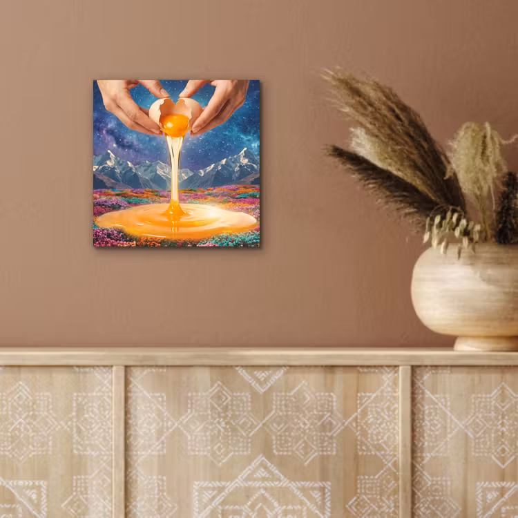 aluminium wall art - Hands - Egg - Surrealism - Handen - Ei - Surrealisme aluminium wit klein