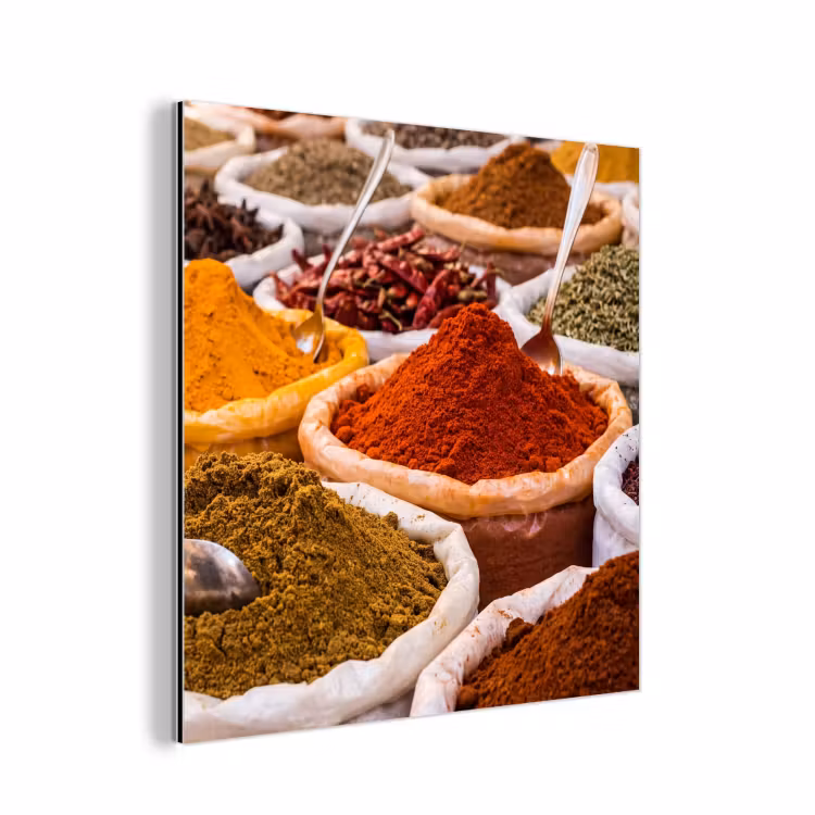 aluminium wall art - Herbs - Market - Food - Kruiden - Markt - Eten aluminium wit klein