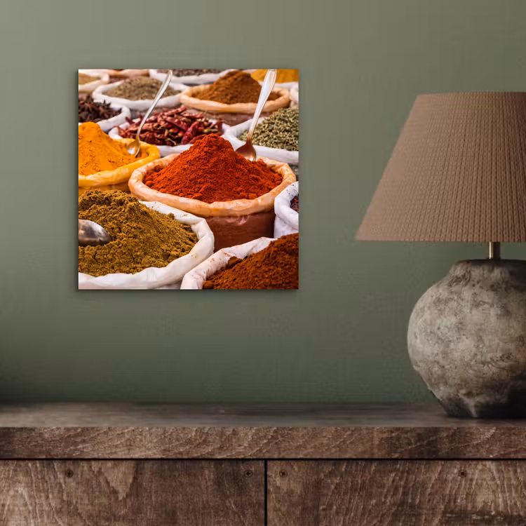 aluminium wall art - Herbs - Market - Food - Kruiden - Markt - Eten aluminium wit klein