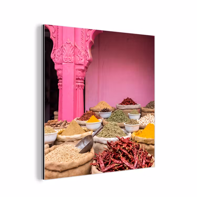 aluminium wall art - Herbs - Market - Pink - Kruiden - Markt - Roze aluminium wit klein