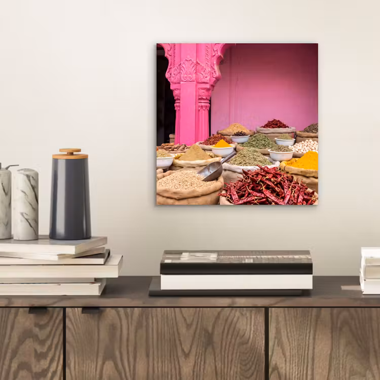aluminium wall art - Herbs - Market - Pink - Kruiden - Markt - Roze aluminium wit klein