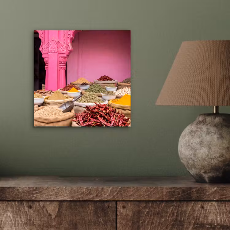 aluminium wall art - Herbs - Market - Pink - Kruiden - Markt - Roze aluminium wit klein