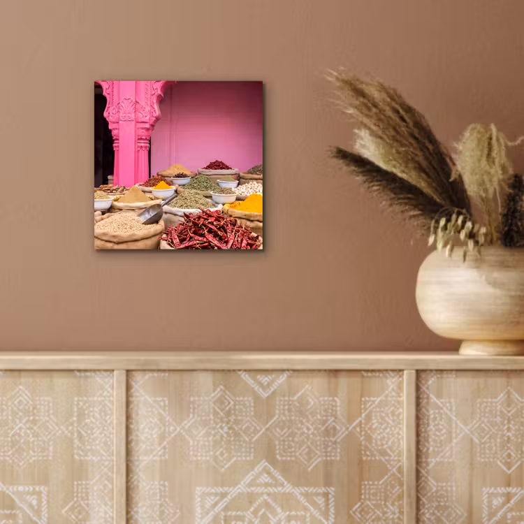 aluminium wall art - Herbs - Market - Pink - Kruiden - Markt - Roze aluminium wit klein