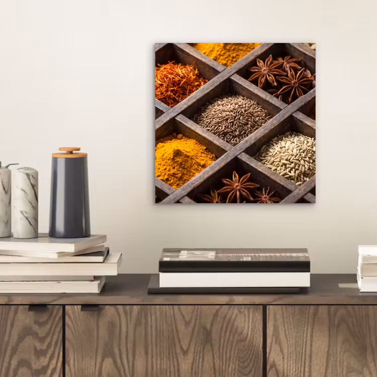 aluminium wall art - Herbs - Wood - Food - Kruiden - Houten - Eten aluminium wit klein