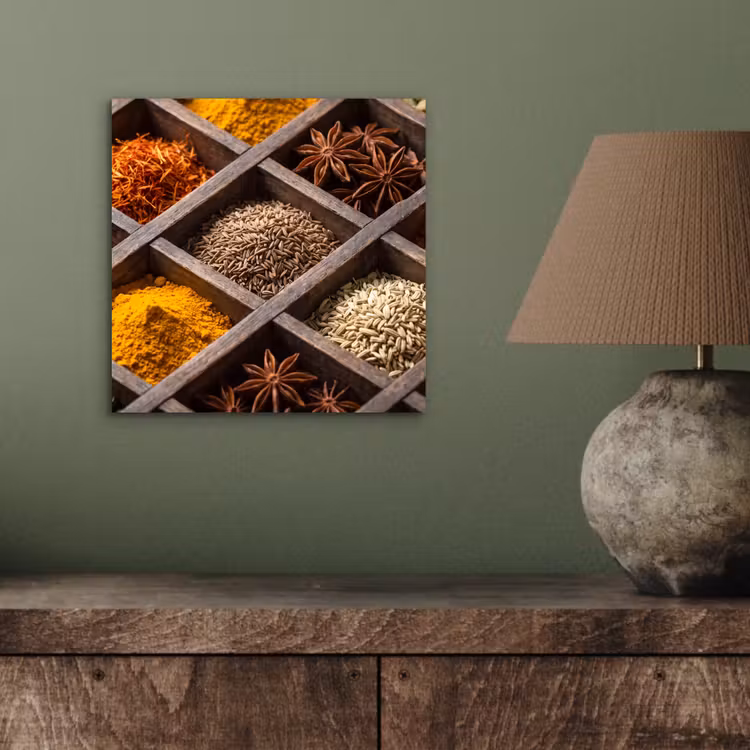 aluminium wall art - Herbs - Wood - Food - Kruiden - Houten - Eten aluminium wit klein