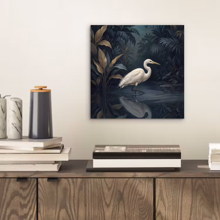 Reiger - Water - Natuur - Modern - Wit aluminium wit klein -sfeer1