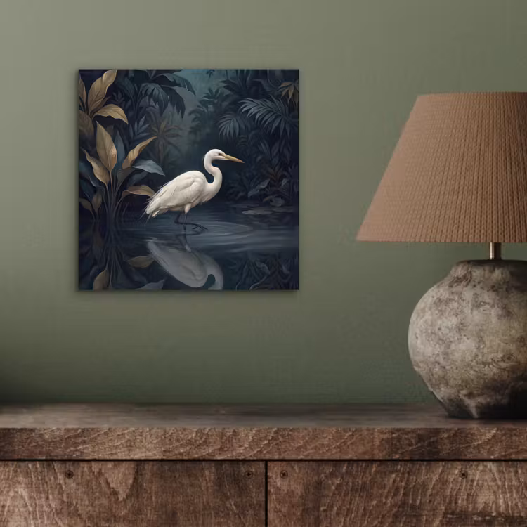Reiger - Water - Natuur - Modern - Wit aluminium wit klein -sfeer2