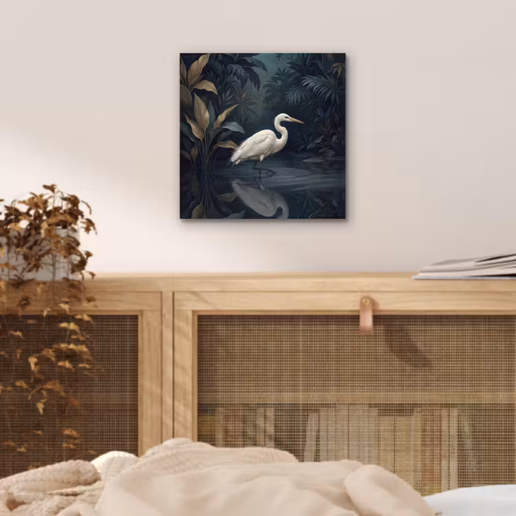 Reiger - Water - Natuur - Modern - Wit aluminium wit klein -sfeer3