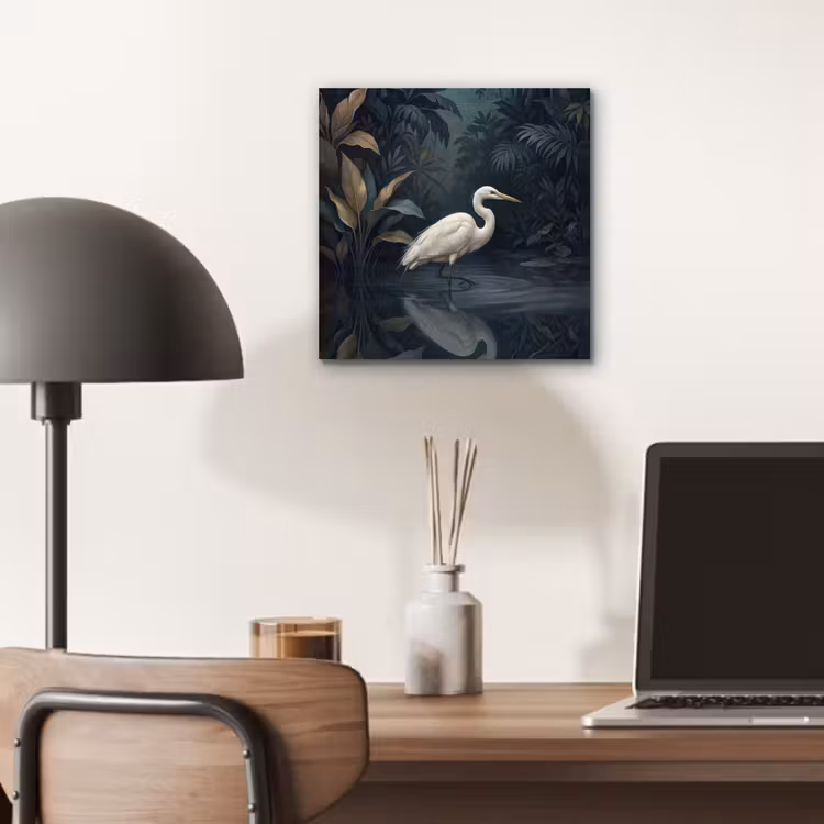 Reiger - Water - Natuur - Modern - Wit aluminium wit klein -sfeer5