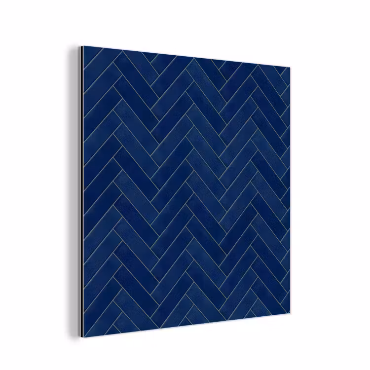 Visgraat - Wandtegel - Donkerblauw - Navy Blue aluminium wit klein 46 -3d