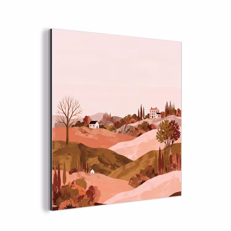 Heuvellandschap - Grafisch - Terracotta aluminium wit klein -3d