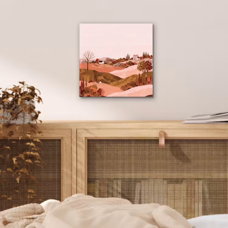 Heuvellandschap - Grafisch - Terracotta aluminium wit klein -sfeer3