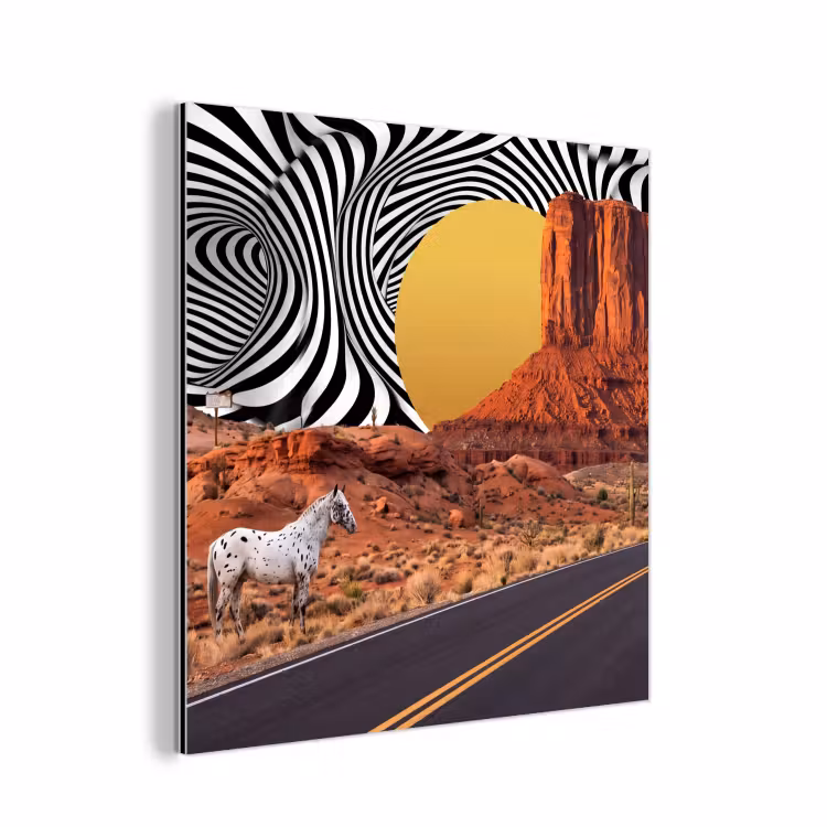 aluminium wall art - Horse - Desert - Nature - Paard - Woestijn - Natuur aluminium wit klein