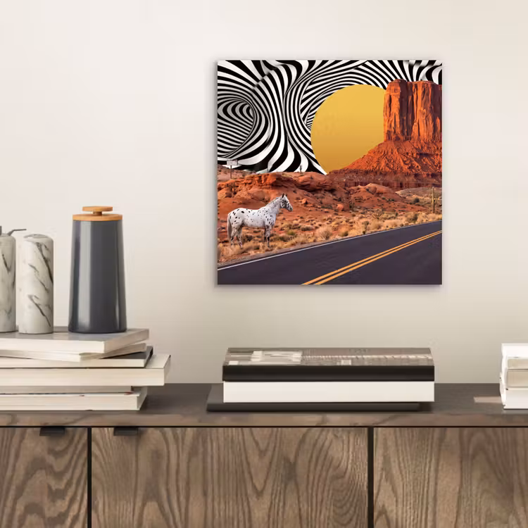 aluminium wall art - Horse - Desert - Nature - Paard - Woestijn - Natuur aluminium wit klein