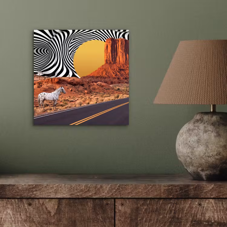 aluminium wall art - Horse - Desert - Nature - Paard - Woestijn - Natuur aluminium wit klein