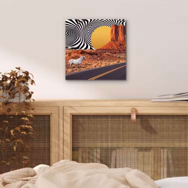 aluminium wall art - Horse - Desert - Nature - Paard - Woestijn - Natuur aluminium wit klein