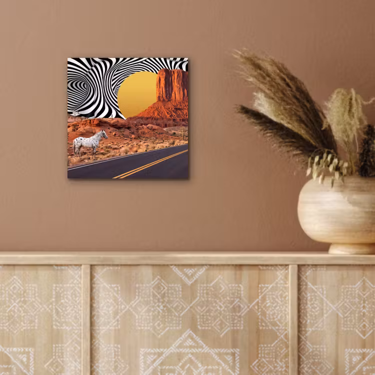 aluminium wall art - Horse - Desert - Nature - Paard - Woestijn - Natuur aluminium wit klein