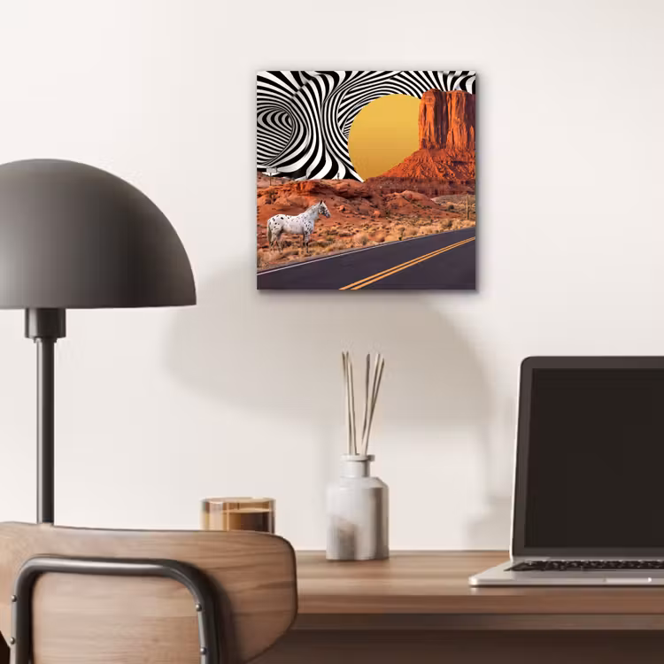 aluminium wall art - Horse - Desert - Nature - Paard - Woestijn - Natuur aluminium wit klein