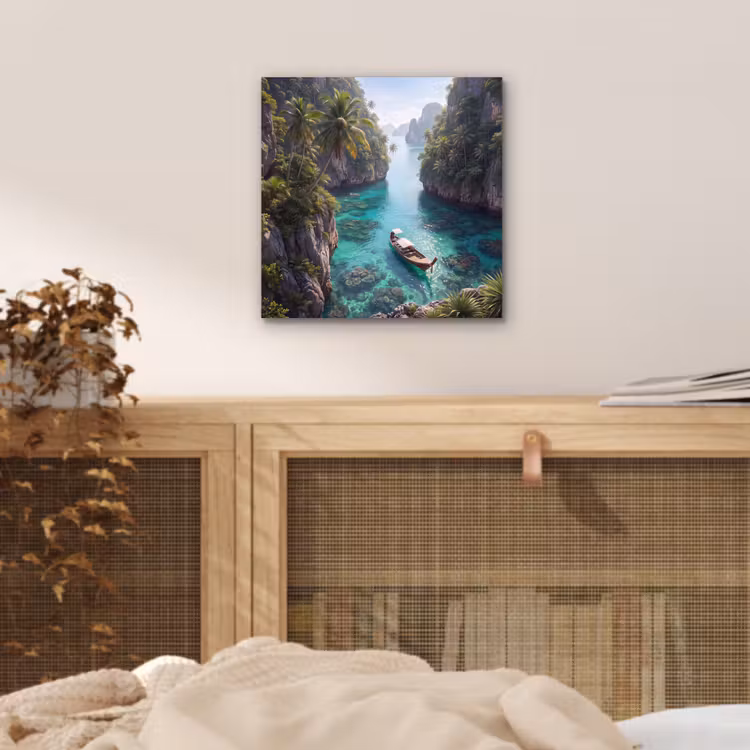 Eiland - Tropisch - Water - Palmbomen - Natuur aluminium wit klein -sfeer3
