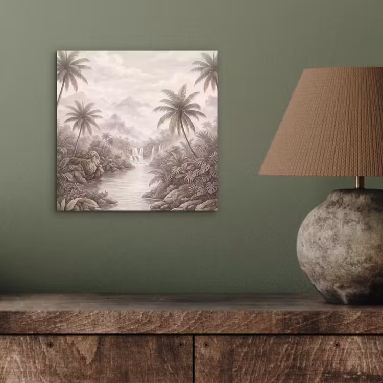Jungle - Watervallen - Tropisch - Illustratie aluminium wit klein -sfeer2
