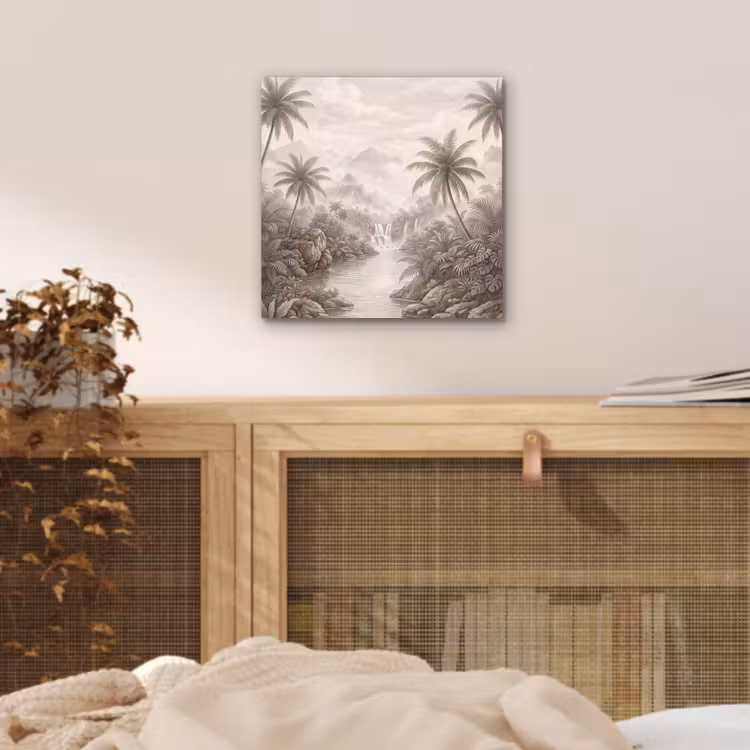 Jungle - Watervallen - Tropisch - Illustratie aluminium wit klein -sfeer3