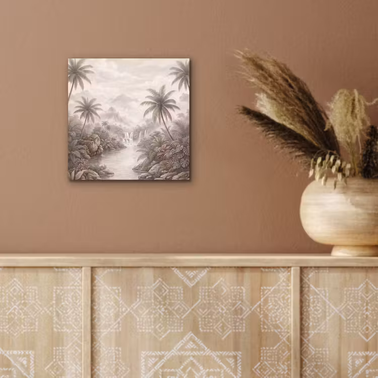 Jungle - Watervallen - Tropisch - Illustratie aluminium wit klein -sfeer4