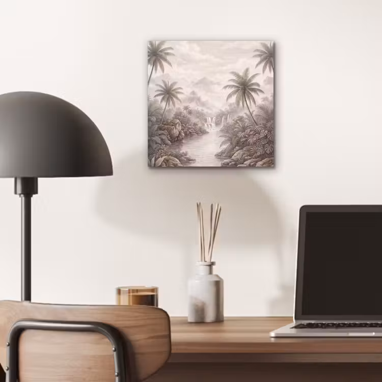 Jungle - Watervallen - Tropisch - Illustratie aluminium wit klein -sfeer5