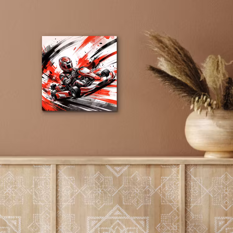 Kart - Coureur - Snelheid - Rood aluminium wit klein -sfeer4