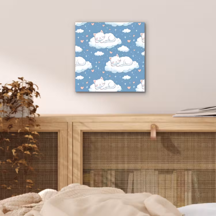 Kitten - Wolken - Blauw aluminium wit klein 46 -sfeer3