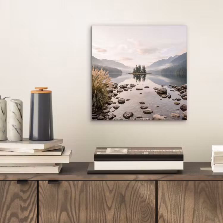 Meer - Bergen - Landschap - Groen aluminium wit klein -sfeer1