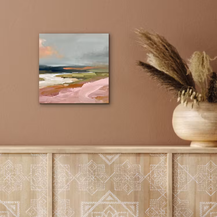 Landschap - Rivier - Abstract - Roze - Groen aluminium wit klein -sfeer4